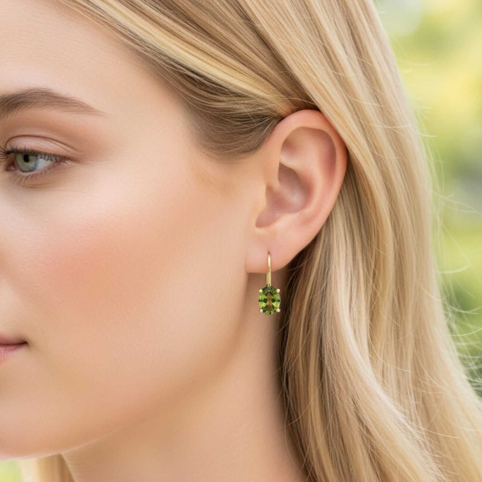 14k Peridot Lever Back Earrings
