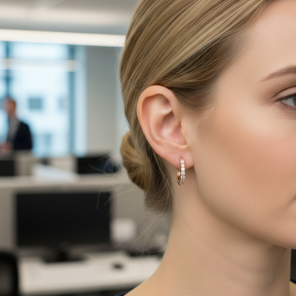 9ct Rose Gold Diamond Huggie Earrings