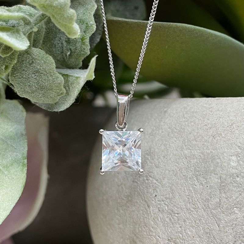 9W Princess Cut CZ Pendant (9mm Square)
