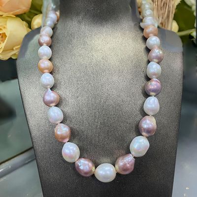 10.5-14mm Multi Coloured Semi Baroque Pearl Necklace