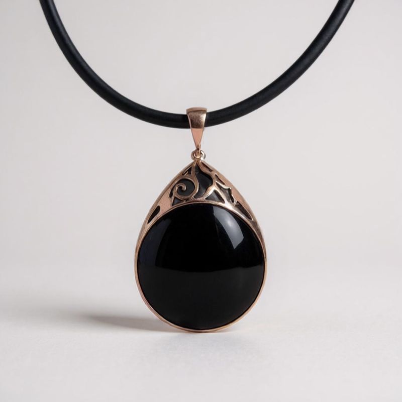 9ct Rose Gold Onyx Tear Drop Pendant