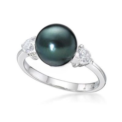 Sterling Silver Black FWP & CZ Ring