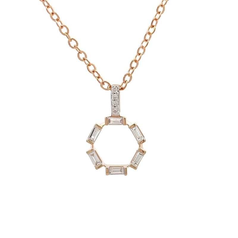 9ct Circle Baguette Diamond Pendant.