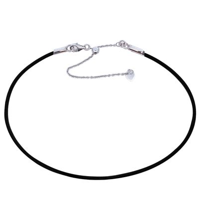 Sterling Silver Black Neoprene Necklaces-Adjustable Sterling Silver Black Neoprene Necklaces-Adjustable