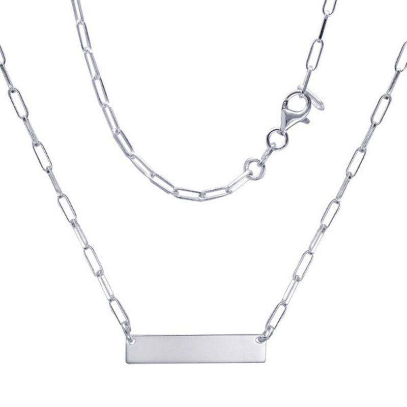 Sterling Silver Paperlink Name Bar Necklace