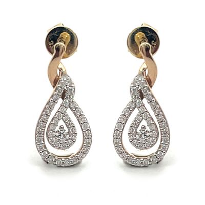 9ct Yellow Gold Tear Drop Diamond Earrings