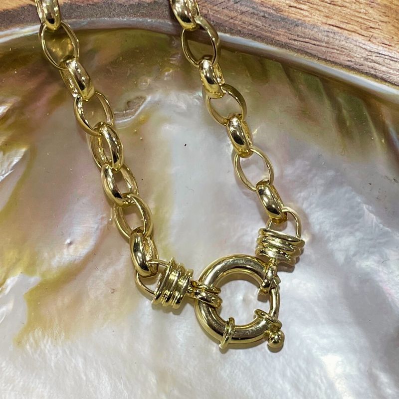 9YG Solid Oval Belcher Bracelet