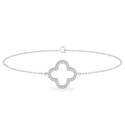 9ct White Gold LAB Diamond Clover Bracelet