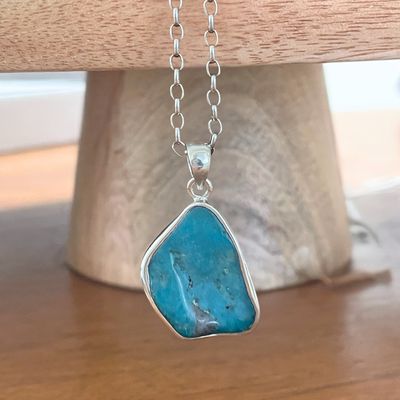 Sterling Silver Freeform Turquoise Pendant Sterling Silver Freeform Turquoise Pendant