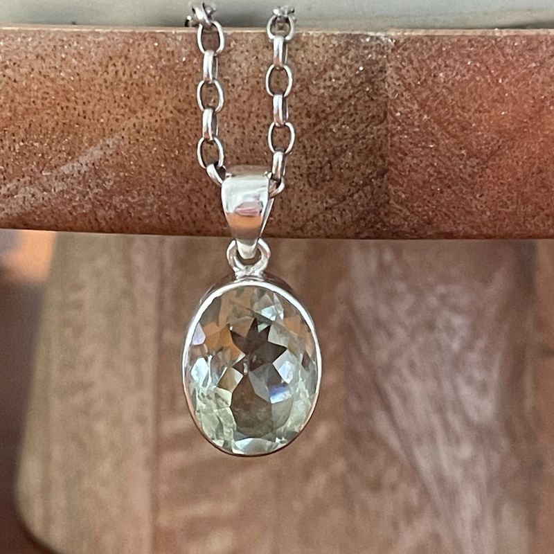 Sterling Silver Green Amethyst Pendant