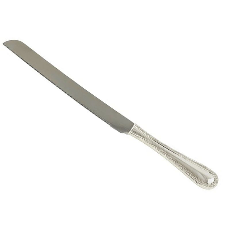 Silver Plated Cake Knife Beaded Handle