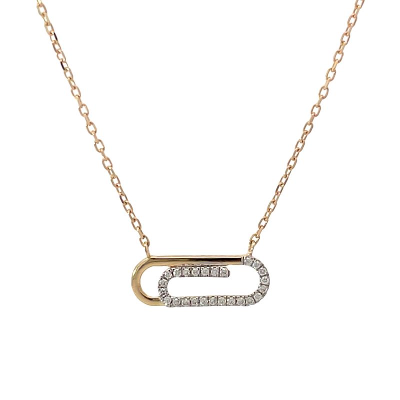 9ct Yellow Gold Paper Clip Diamond Pendant