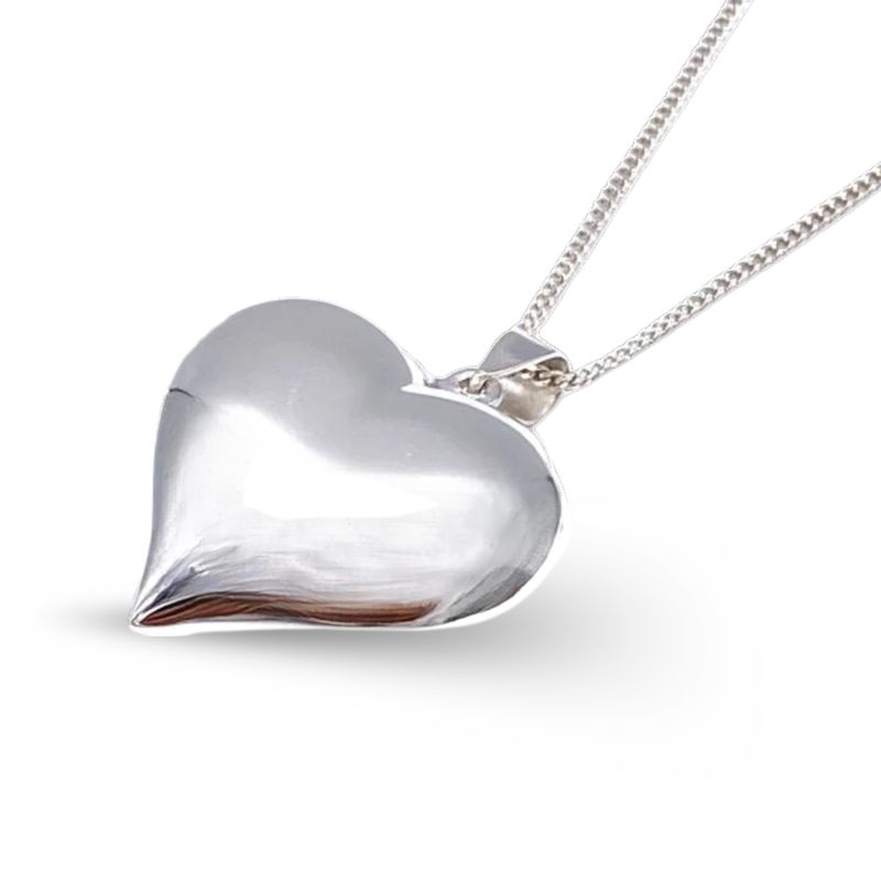 Sterling Silver Polished Puff Heart Pendant