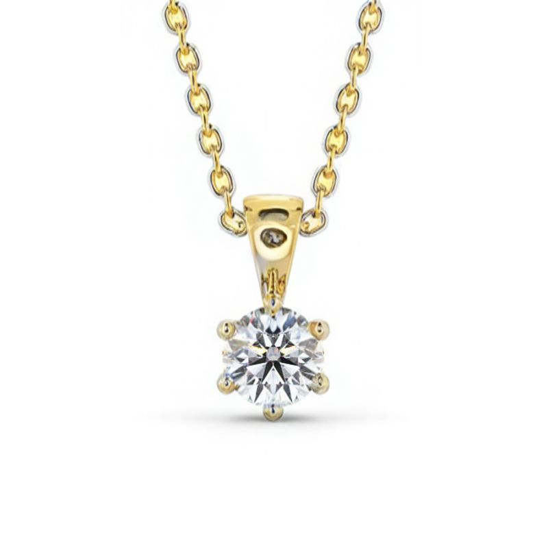 9Y Six Claw Solitaire Diamond Pendant (0.11ct)