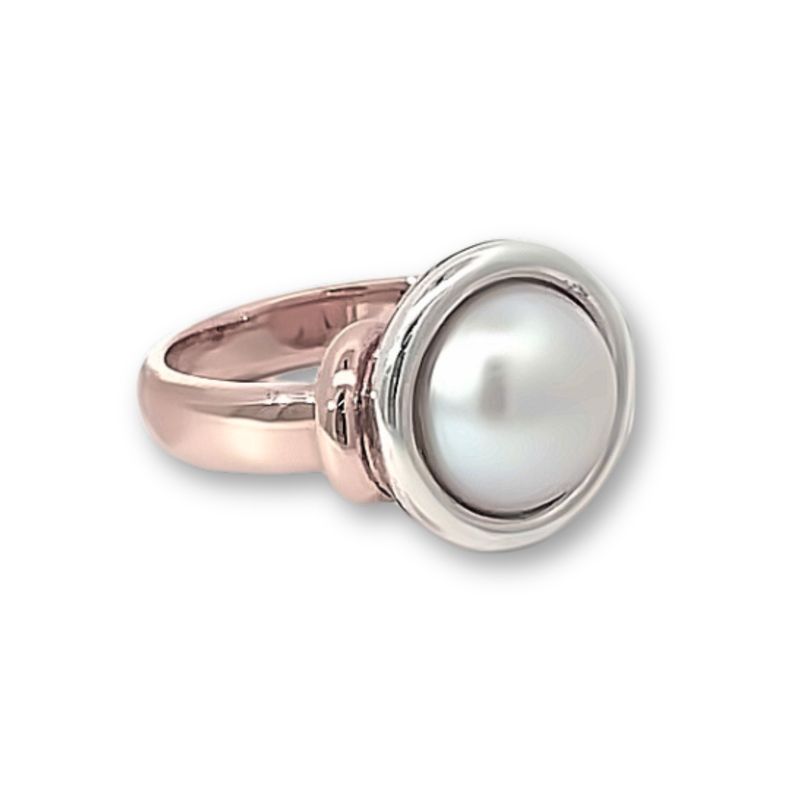 9ct Gold & Sterling Silver Mabe Pearl Ring
