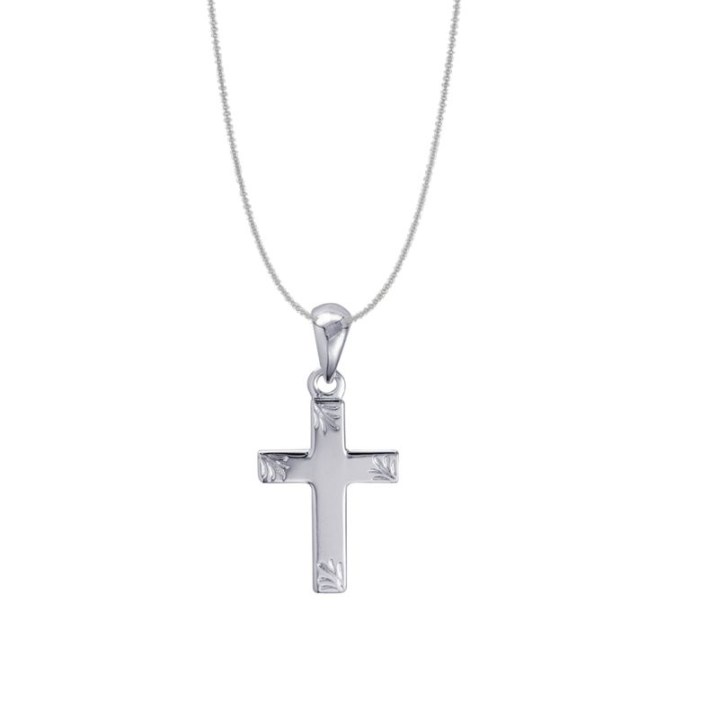 Fine Silver Patterned Cross & Chain