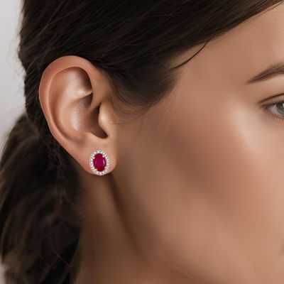 9ct Rose Gold Natural Ruby & Diamond Earrings 9ct Rose Gold Natural Ruby & Diamond Earrings