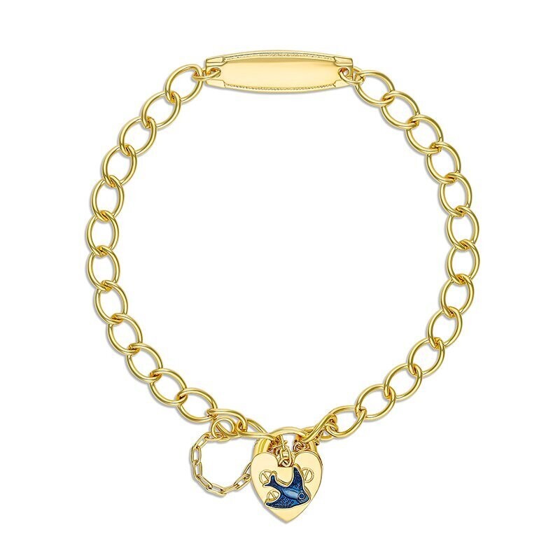 Baby ID Curb Bracelet & BLUEBIRD Heart Padlock Baby ID Curb Bracelet & BLUEBIRD Heart Padlock
