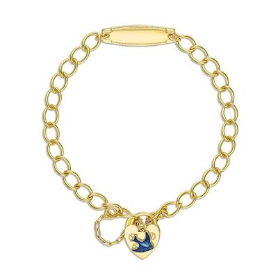 Baby ID Curb Bracelet & BLUEBIRD Heart Padlock
