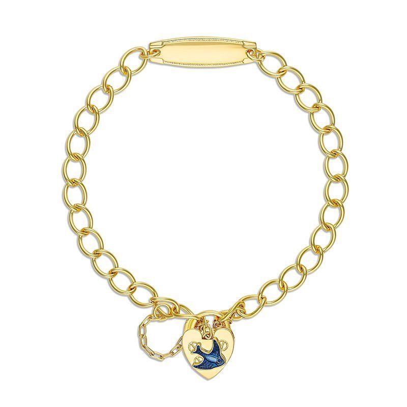 Baby ID Curb Bracelet & BLUEBIRD Heart Padlock