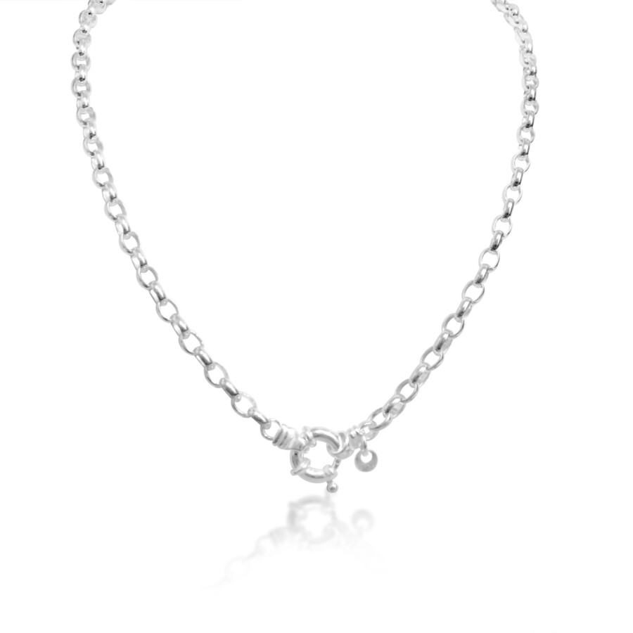 Sterling Silver Oval Belcher Euro Bolt Necklace Sterling Silver Oval Belcher Euro Bolt Necklace