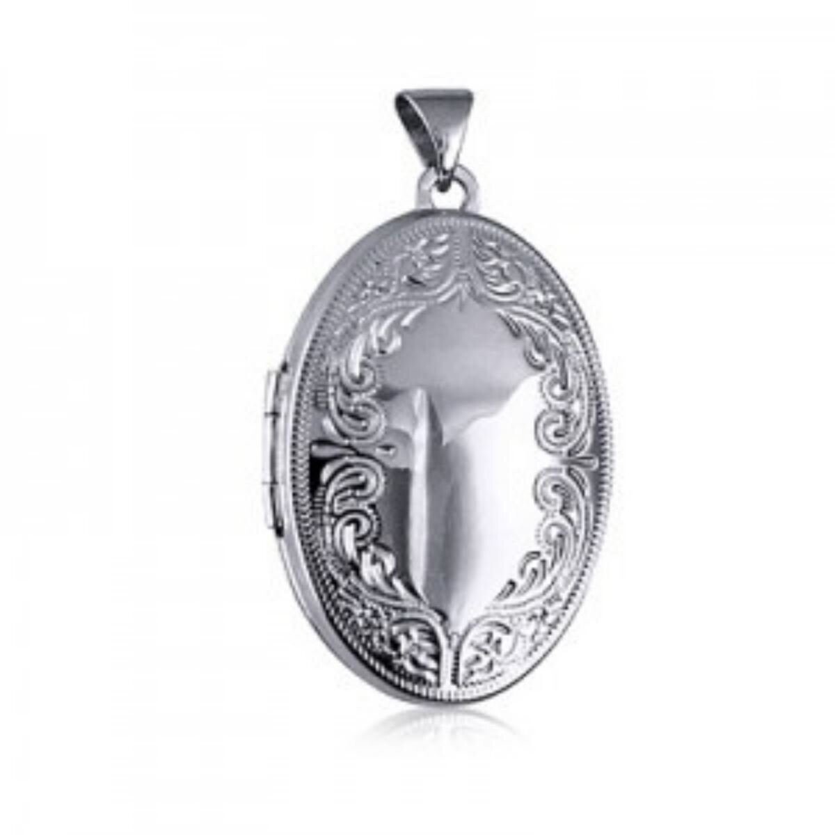 Sterling Silver Oval Engraved Locket Sterling Silver Oval Engraved Locket