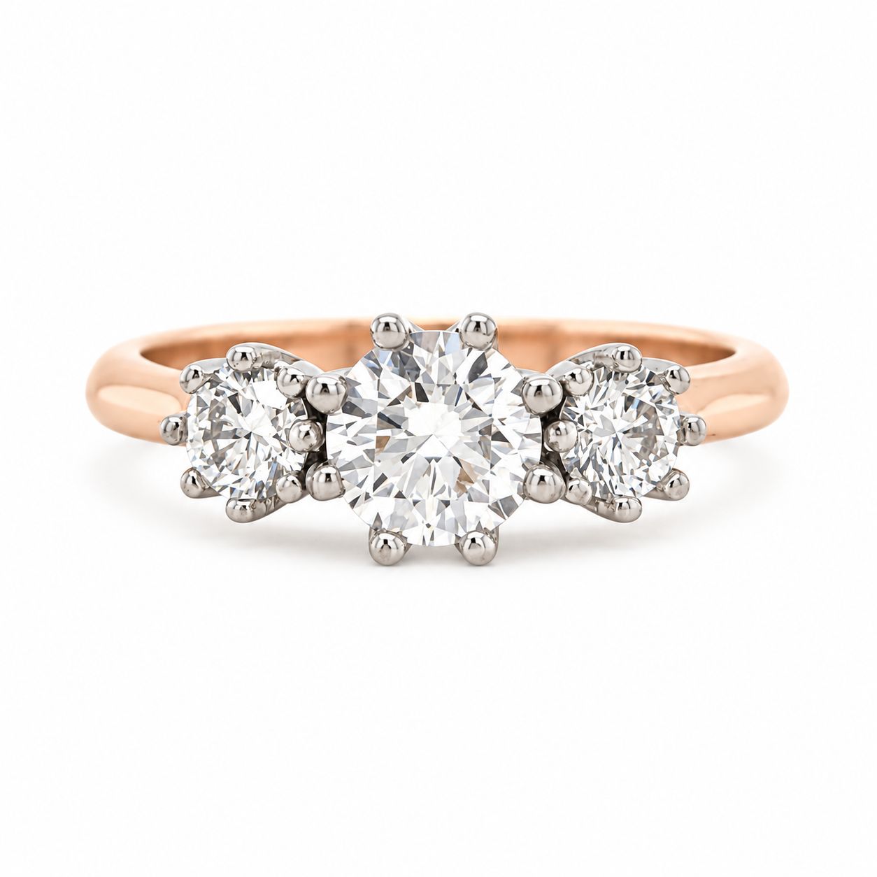 18ct Rose Gold TRILOGY Diamond Ring