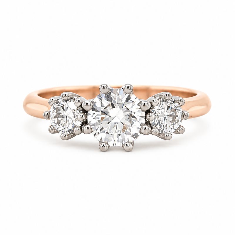 18ct Rose Gold TRILOGY Diamond Ring