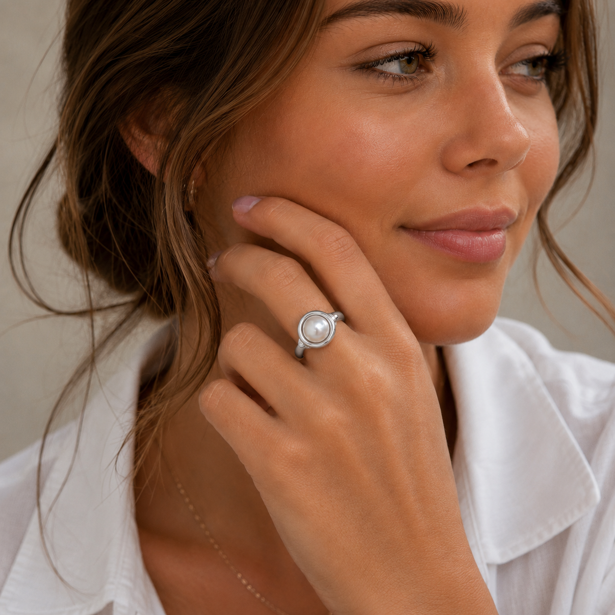 Sterling Silver  Mabe Pearl Ring