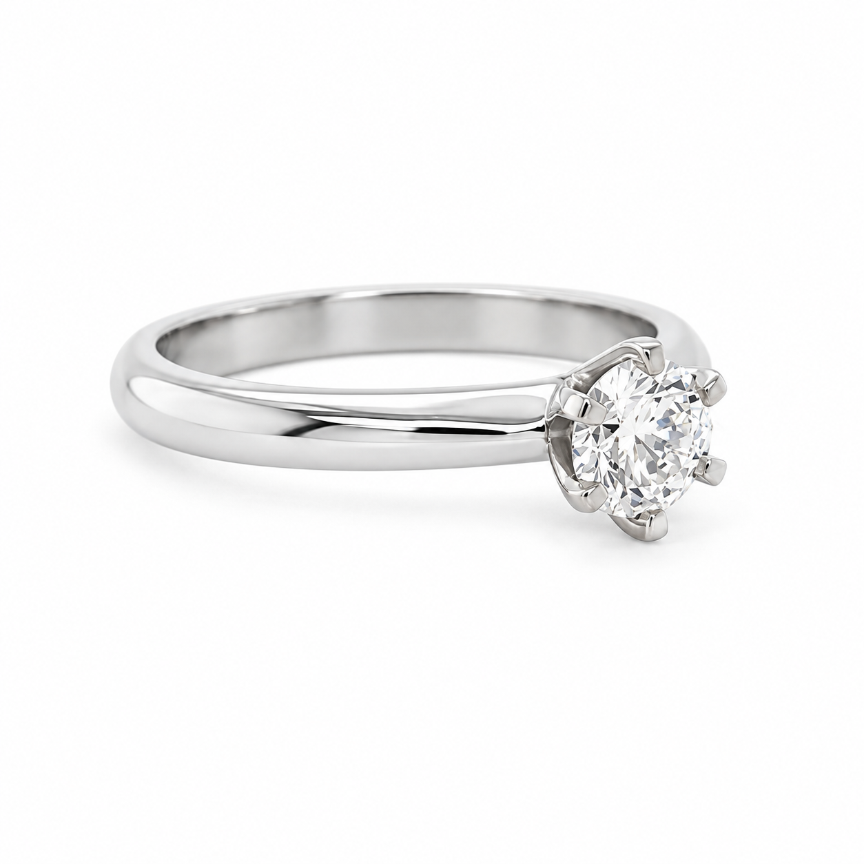 Platinum Solitaire Diamond Engagement Ring (RBC = 0.54ct)