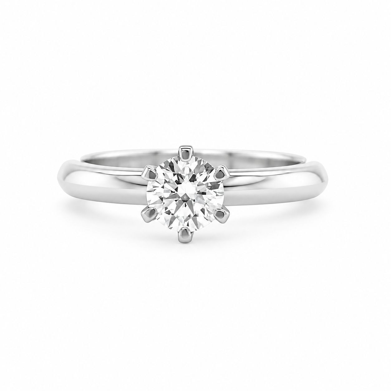 Platinum Solitaire Diamond Engagement Ring (RBC = 0.54ct)