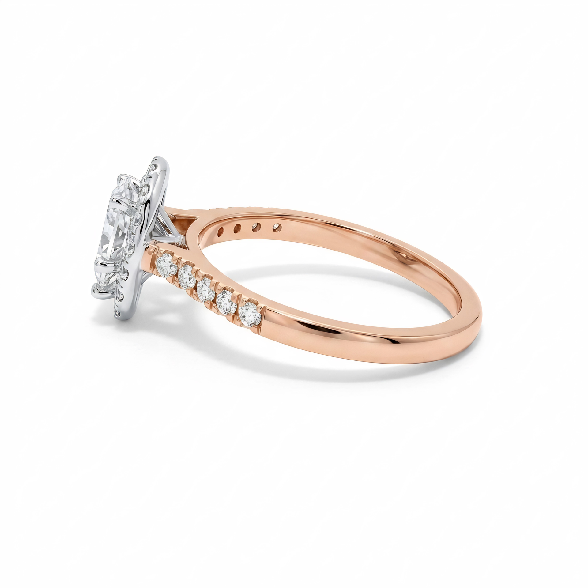 18ct Rose Gold Pear Cut Diamond Halo
