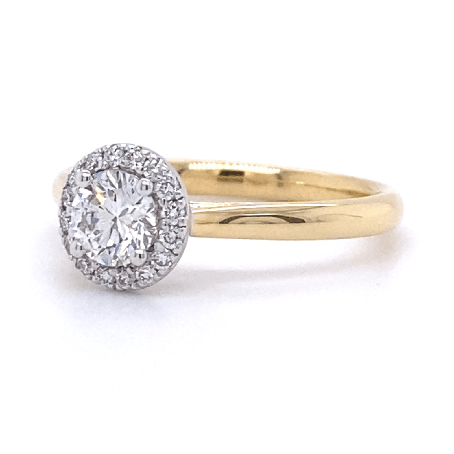 18ct Yellow Gold Round Halo Diamond Engagement Ring