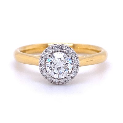 18ct Yellow Gold Round Halo Diamond Engagement Ring 18ct Yellow Gold Round Halo Diamond Engagement Ring