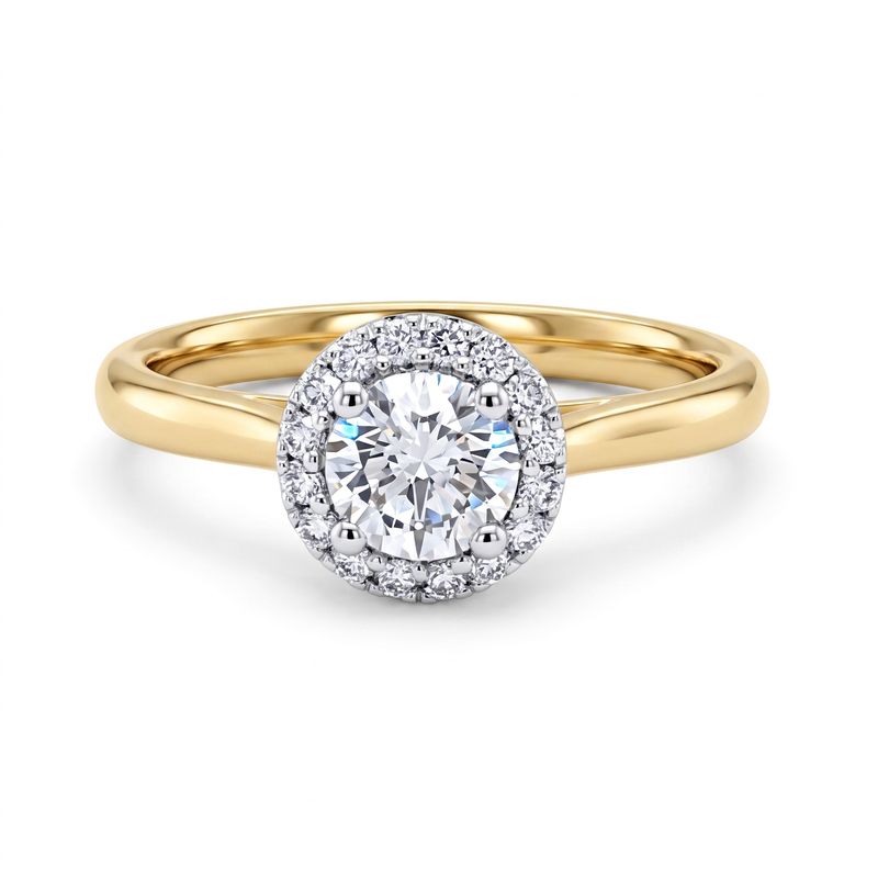 18ct Gold Round Halo Diamond Ring TDW =0.60ct