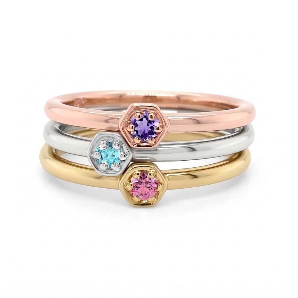 9ct Gold Gemstone Stacker Rings