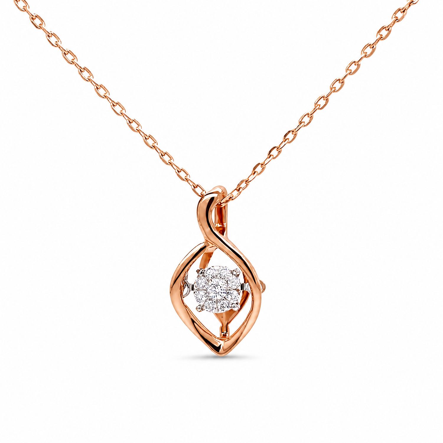 9ct Rose Gold Dancing Diamond Pendant 9ct Rose Gold Dancing Diamond Pendant