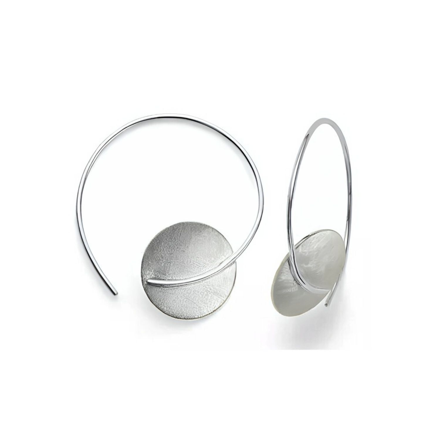 Sterling Silver Fancy Satin Disc Hoops Sterling Silver Fancy Satin Disc Hoops