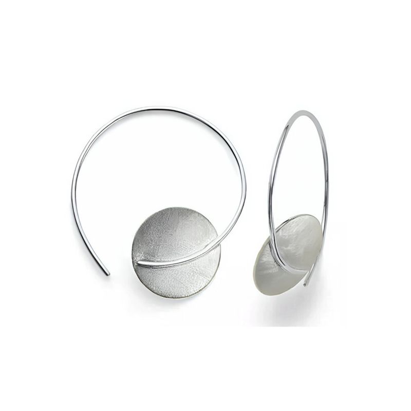 Sterling Silver Fancy Satin Disc Hoops