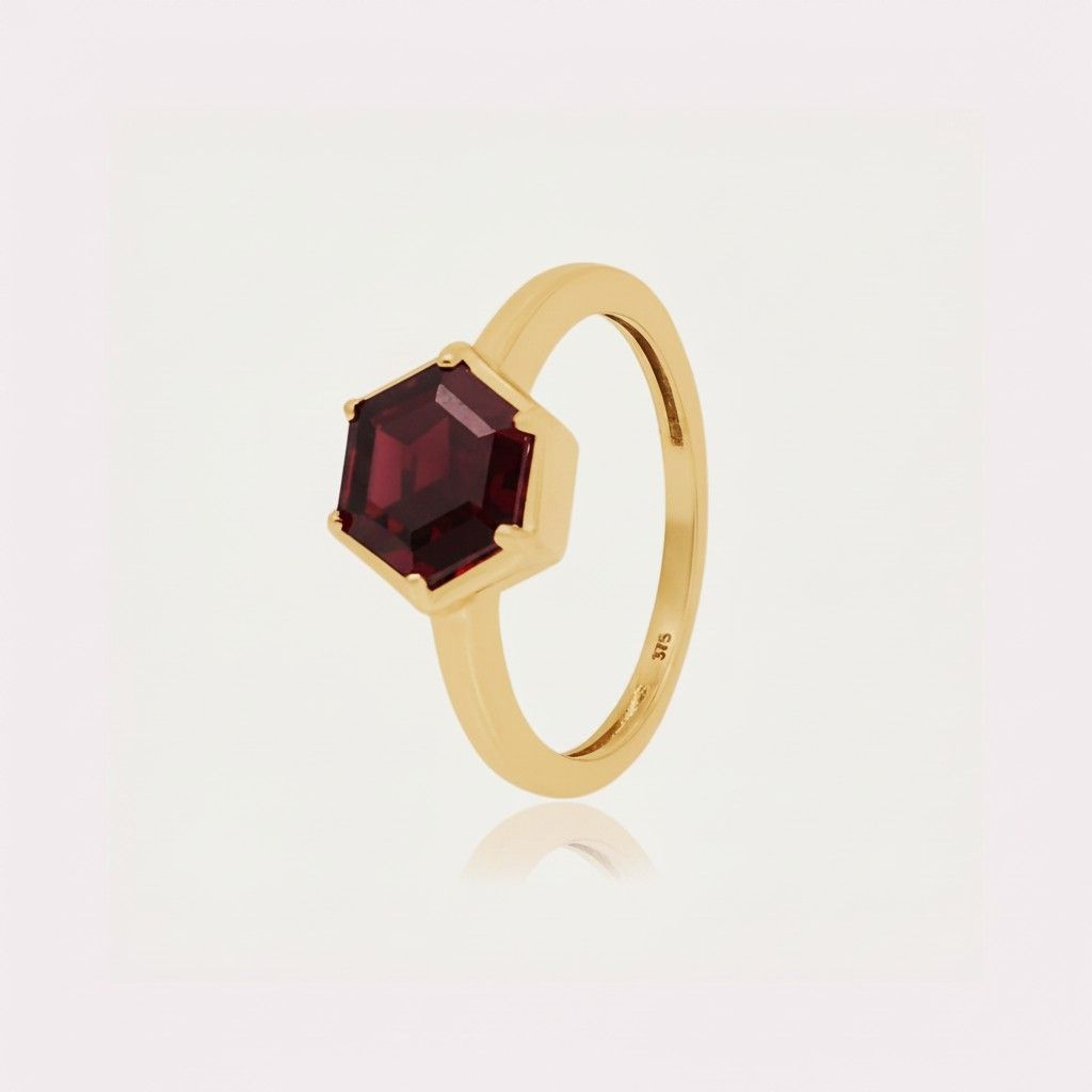 9ct Yellow Gold Garnet Ring