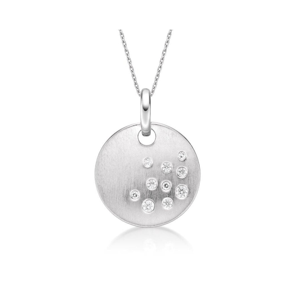 Sterling Silver Concave Hammer set CZ Pendant & Chain Sterling Silver Concave Hammer set CZ Pendant & Chain