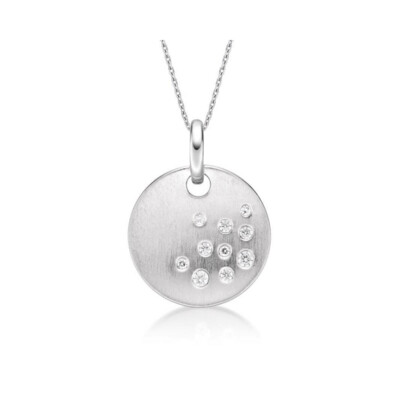 Sterling Silver Concave Hammer set CZ Pendant & Chain Sterling Silver Concave Hammer set CZ Pendant & Chain