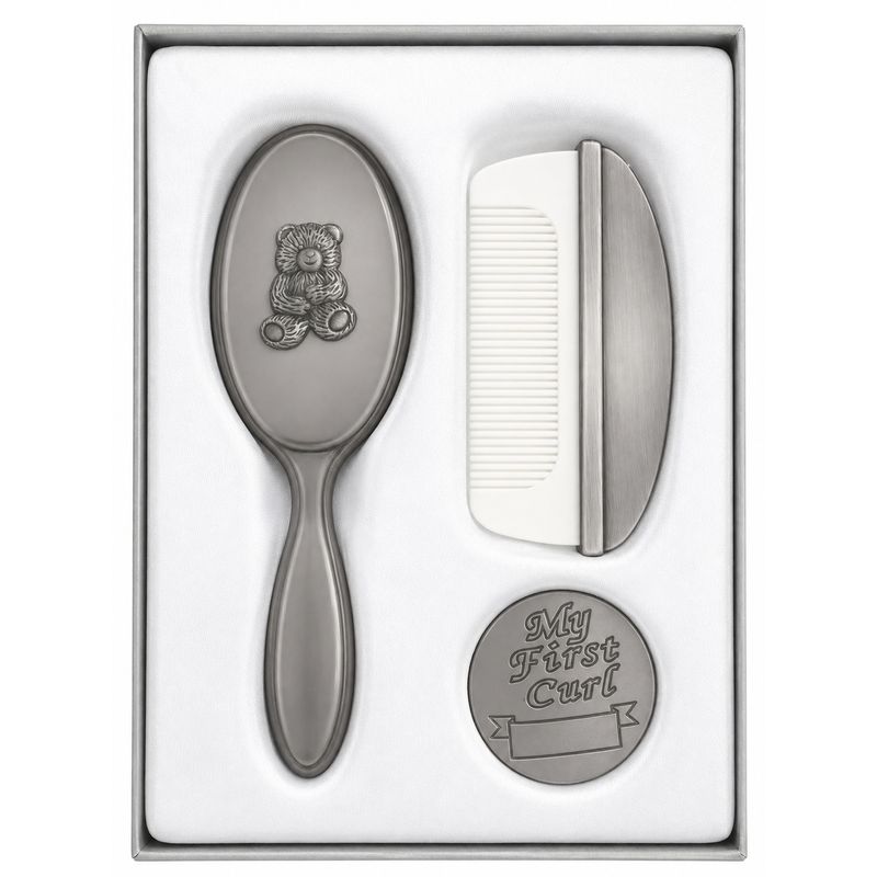 Brush, Comb & First Curl Set - Pewter Finish