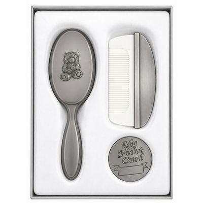Brush, Comb & First Curl Set - Pewter Finish