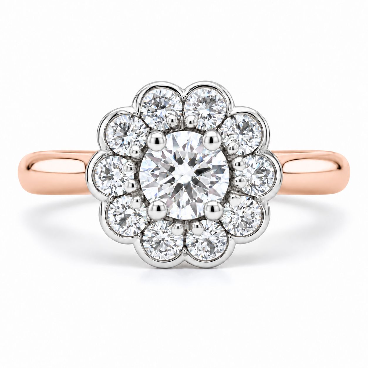 18ct Rose Gold Diamond Daisy Ring