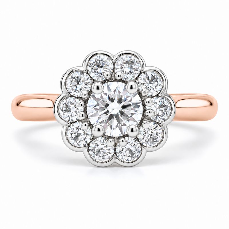 18ct Rose Gold Diamond Daisy Ring