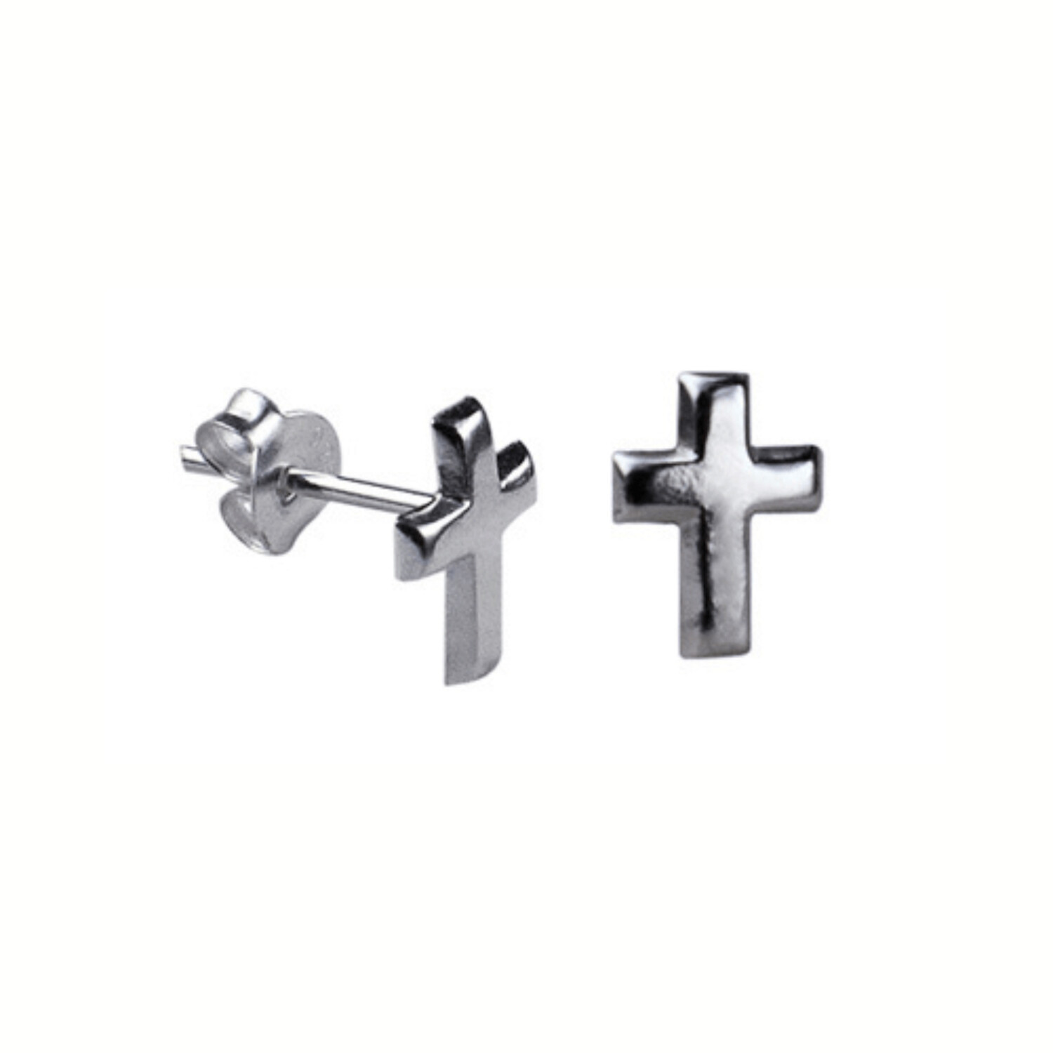 Sterling Silver Plain Cross Studs
