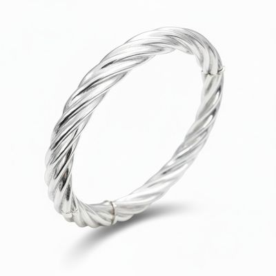 Sterling Silver Hinged 9mm Twist Bangle