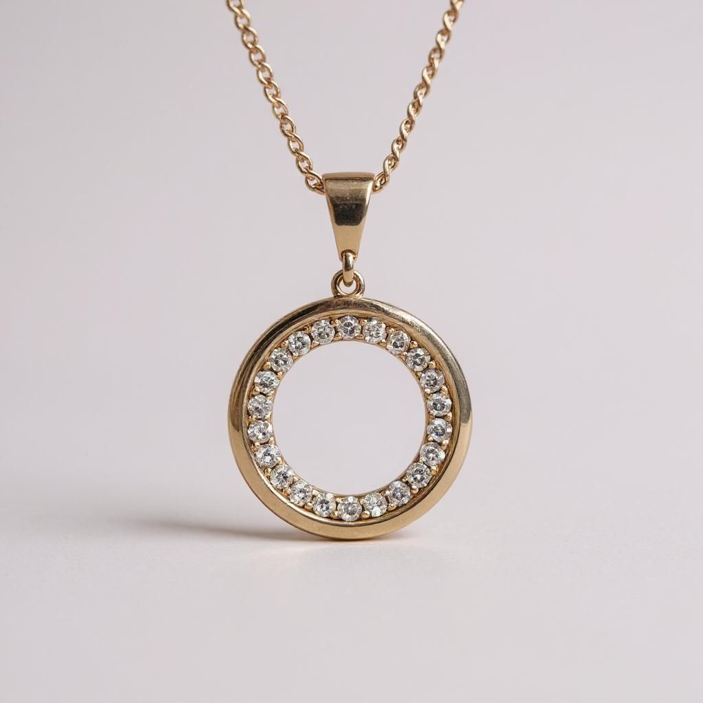 9ct Gold CZ Polished Circle Pendant