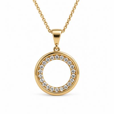9ct Gold CZ Polished Circle Pendant 9ct Gold CZ Polished Circle Pendant